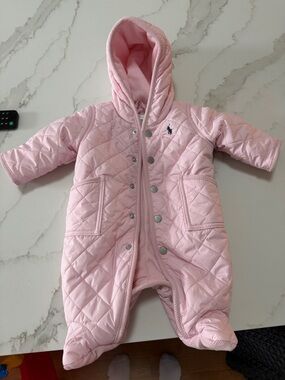 Ralph Lauren Light Pink Quilted Infant Hooded Bunting